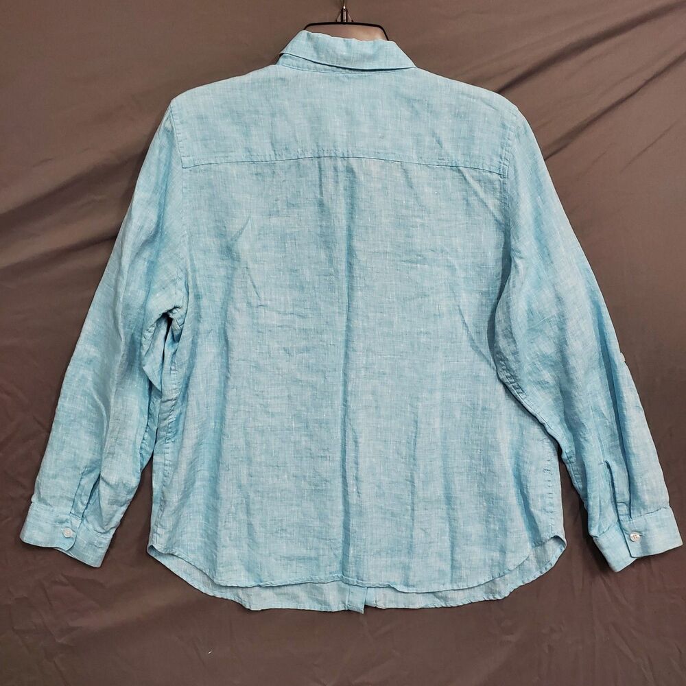 Chicos 100% LINEN Blue Blouse Shirt Top Size 2 (US 12-14) - Picture 4 of 7